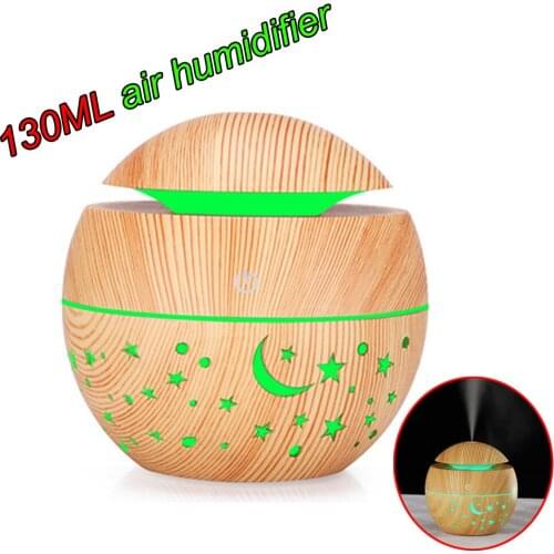 130ml Portable Air Humidifier Wooden Grain Air Diffuser Mist Hollow Air Atomizer With LED Light Air Diffuser Mist