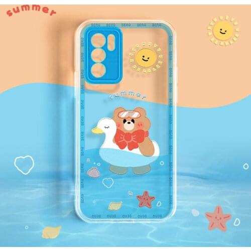 ASINA Transparent Case For OPPO Reno 3 4 5 Pro Shockproof Cute Cartoon Soft TPU Cover Bumper For Find X3 X2 Lite Neo Fundas Bear