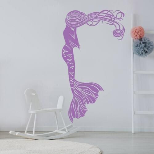 Mermaid Wall Decal Bathroom Art Decor Ocean Sea Marine Romantic Vinyl Stickers Window Door Waterproof Decoration Murals Z704