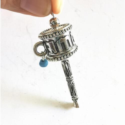 TBP676 Tibetan Mantras Amulet Metal Pendants Lovely Spin Prayer Mani Wheel Charm OM MANI PAD ME HUM