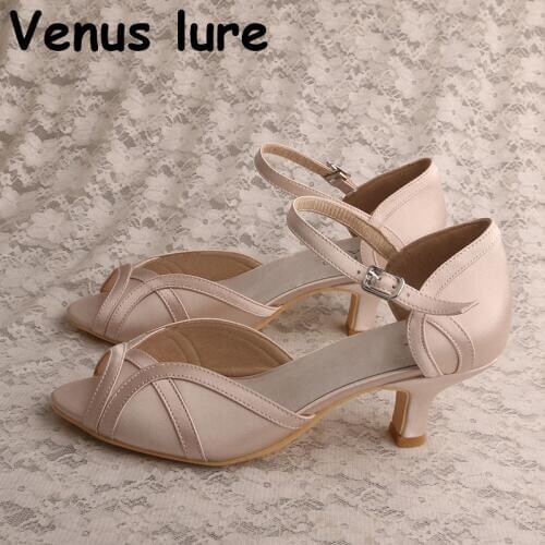 Small Heel Bridal Nude Shoes/Sandals Open Toe Ladies Court Shoes