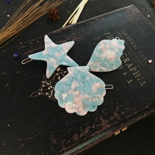 Vanssey Vintage Fashion Starfish Shell Conch Cellulose Acetate Hairpin Set Wedding Party Accessories for Women 2018 New