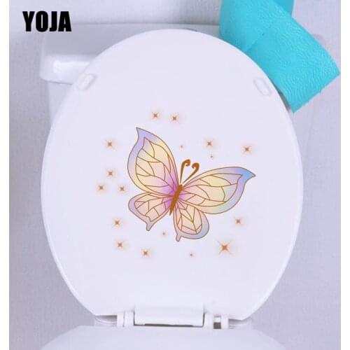 YOJA 24.4X22.9CM Cratoon Butternfly Pattern Wall Decal Toilet Sticker Home Decoration Kids Room T3-1311