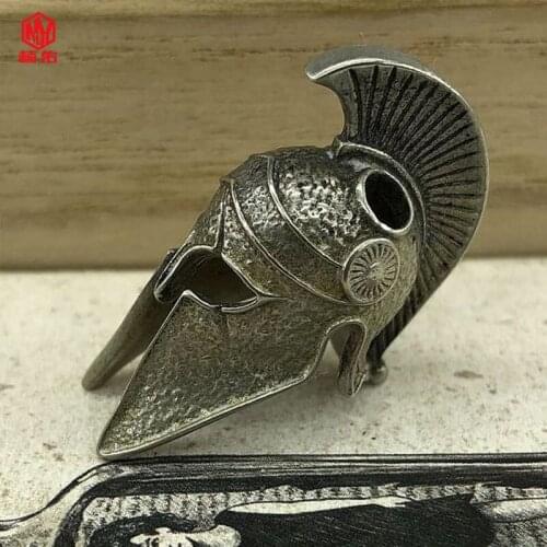 1PC EDC Paracord Beads Spartan Helmet Retro Brass Copper Lanyard Pendants Knife Beads Umbrella Rope Cord Beads Pendants