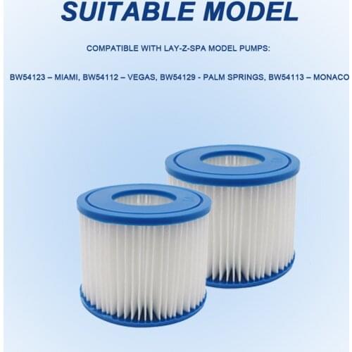 1pcs Swimming Pool Filter Cartridge for Bestway Flowclear Size VI for Lay-Z-Spa - Miami Vegas Palm Springs Paris Monaco