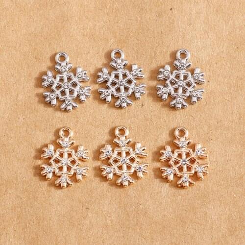 10pcs 13*17mm Metal Crystal Snowflake Charms Fashion Jewelry Making Earring Pendant Bracelet Necklace Charms DIY Findings
