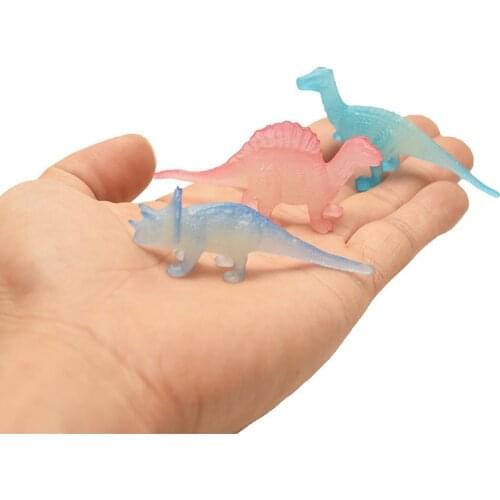 12PCS luminous dinosaur model bagged fluorescent light-emitting dinosaur toy mini dinosaur model funny stress reliever toys