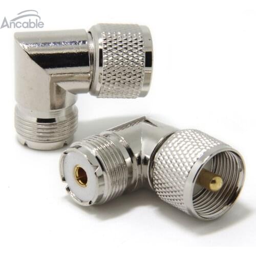 UHF PL-259 Male to UHF SO239 Female L Shape Right Angle 90 Degree RF Coaxial Adapter Connector for CB Ham Radio Antenna 2-Pack