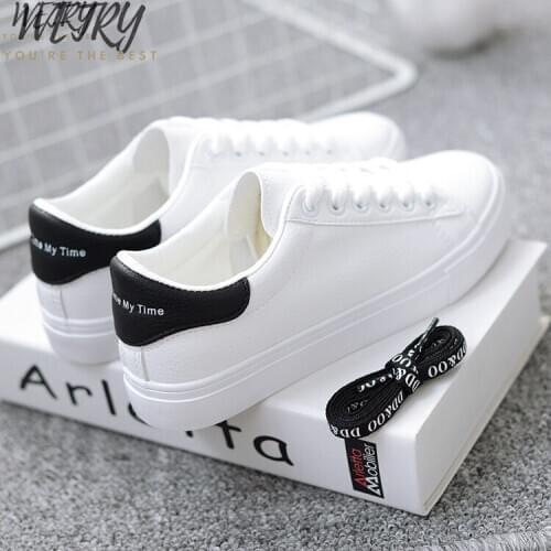 2020 HOT Women Sneakers Fashion Breathble Vulcanized Shoes Women Pu leather Platform Shoes Women Lace up Casual Shoes White