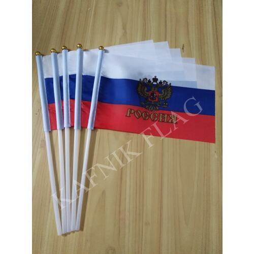 KAFNIK,5pcs Russia Hand Flag National Hand Flag 14*21cm Free Shipping