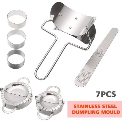 7Pcs Dumpling Maker Set Stainless Steel Dumpling Mould Dough Cutter Pie Ravioli Pastry Tools Home Kitchen DIY Baking Tool