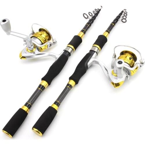 Promotion! 1.8M 2.1M ultrashort Portable lure rod and Fishing reel set Beginner children cheap telescopic Carbon fishing rod