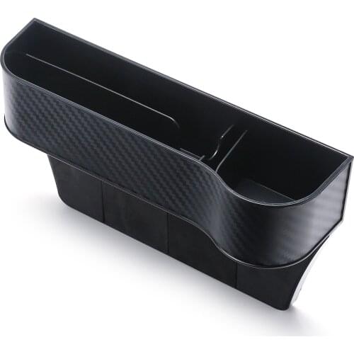 Car Goods Organizer Universal Carbon Fiber Car Seat Storage Box Seat Gap Slit Pocket For Beverages Cigarettes Car Accessories
