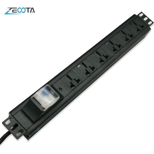 1U PDU Power Distribution Unit Strip Leakage Surge Protector Network Cabinet Plug Socket Universal Outlets 2m Extension Cord