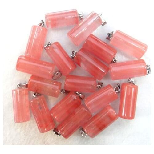 Natural stone Quartz Crystal Turquoises lapis tiger eye cylinder pendants for diy jewelry making necklace Accessories50pcs A8