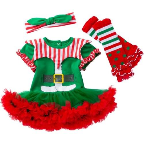 0-24 Months Christmas Day Infant Toddler Baby Girl Short Sleeve Romper Dress Suit-Kids Clothes Petticoat-Santa Sets