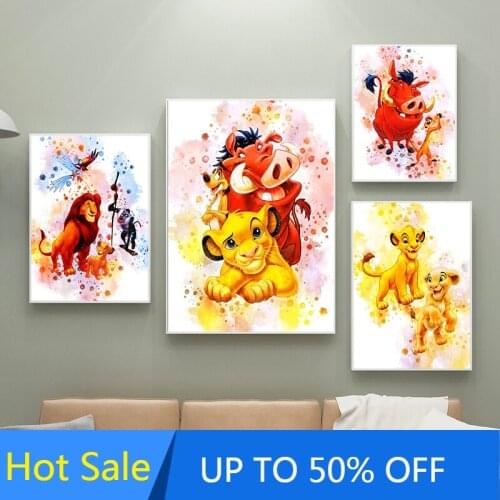 Disney Cartoon Lion King Canvas Painting Wall Art Posters and Prints on The for Kids Room Home Decor Pictures Room Decoration