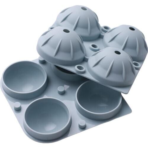 Kapmore 1pc Food Grade Silicone Ice Cube Mold 4-Cavity Creative Ice Ball Maker Ice Cube Tray Ice Ball Making Tools