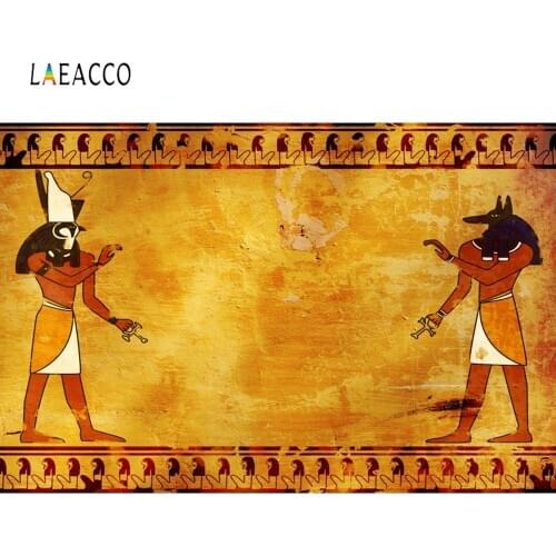 Laeacco Ancient Egyptian Fresco Photography Backdrops Golden Wall Photo Backgrounds Retro Baby Portrait Photophone Photozone