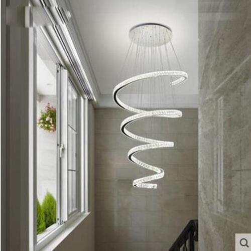 Crystal long chandelier living room rotating staircase chandelier atmosphere villa staircase personality staircase hanging lamps