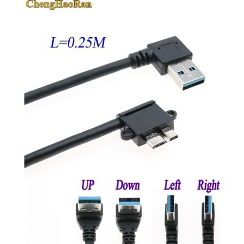 USB Type A Male To Micro B Data Cables Cord Lead For External Hard Drive Disk USB 3.0 Cable Angled 90 Degree Up Down Left Right