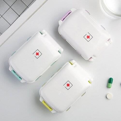 2021 Pill Box Wheat Sealed 8 Grids Pill Container Organizer Health Care Drug Travel Divider Pill Storage Bag Travel Pill Case