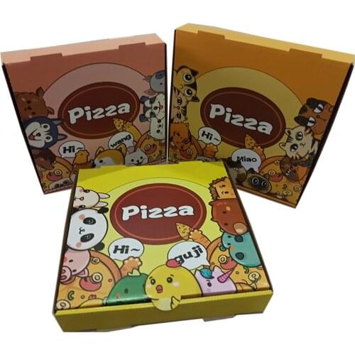7" - 12" 3 colors Pizza Boxes, Takeaway Pizza Cake Strong Quality Postal Boxes Brown Easy Fold Full color print
