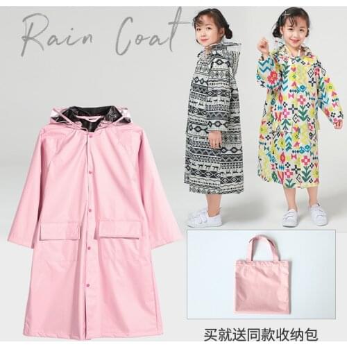 Cute Pink Tide Children s Fashion Children s Raincoat Poncho School Bag Bit Children Go To School Backpack Play Water Suit Trans