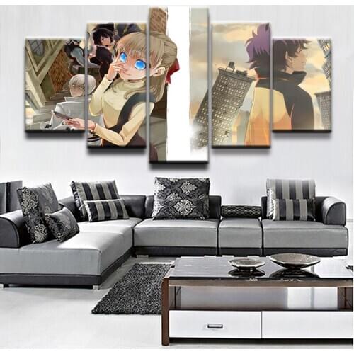 Wall Art Canvas Painting Home Decorative Bedroom Printed 5 Pieces Anime Blood Blockade Battlefront Character Picture Artwork