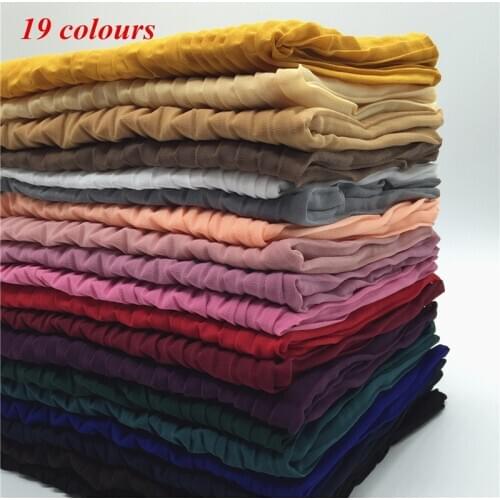 New popular high quality crumple bubble chiffon solid crinkled shawls pleat headband hijab muslim wraps scarves/scarf 100pcs/lot