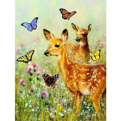 Full square/round 5D DIY Diamond Painting Butterfly fawn picture Mosaic Diamond Embroidery Flowers new Decoration Painting GH535