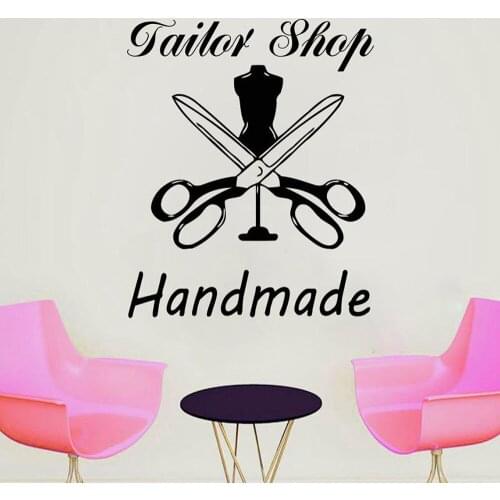 Tailor Atelier decor Wall Stickers sewing studio tailor Shop Wall Decal Vinyl Handmade Window Sticker Removable Wallpaper C171