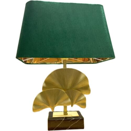 Light luxury copper ginkgo leaf decoration retro table lamp model room furniture living room room art lamps