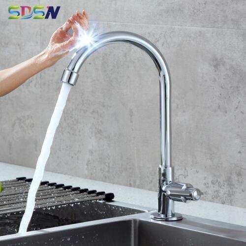 Touch Kitchen Tap SDSN Single Cold Kitchen Sink Mixer Tap Smart Touch Control Cold Kitchen Faucet Brass Sensor Kitchen Faucets