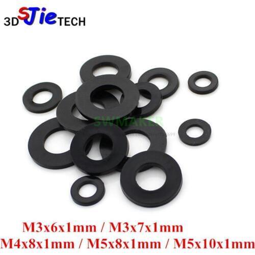 SWMAER 100pcs Nylon Shim Plastic washer 10x5x1mm 5x8x1mm M3 M4 M5 for OpenBuilds OX CNC mini Wheel Kit 3D printer v-wheel parts