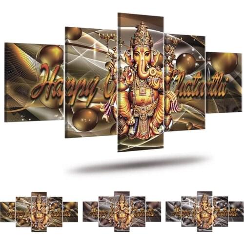 Shiva Indian Art Hindu God Figure 5 pieces Canvas Painting Religious Poster And Print Wall Picture For Living Room Decor
