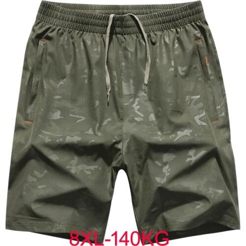 Summer men sports shorts quick dry Camouflage army green out door plus size XL 7XL 8XL 140KG elasticity shorts thin