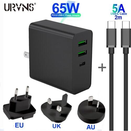 URVNS PD 3.0 Charger, USB C Adapter 65W/60W/45W/30W For MacBook Pro/Air iPad Pro, USB Travel Charger for S8/S10 iPhone 8/X/11