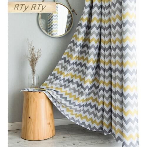 Printed Geometric Wave blackout curtains Drapes Curtains For Living Room Yellow Blue Modern bedroom kitchen curtains