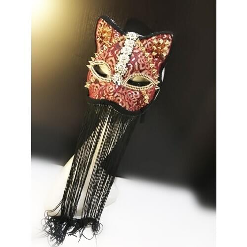 Goth Cat Woman Halloween Party Mask Women Animal Party Masquerade Nightclub Masks Handmade Costumes