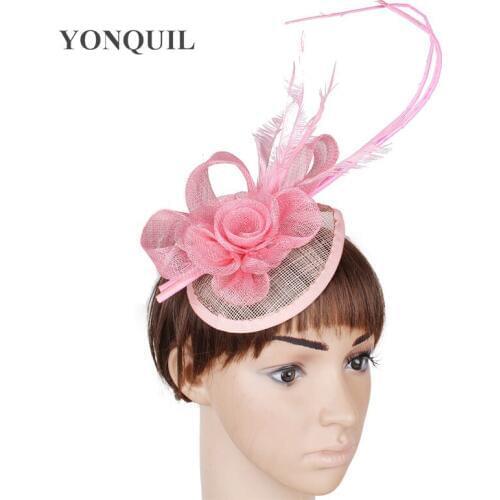 Sinamay Wedding Party Hat Fascinators For Elegant Women Fashion Headpiece With Hair Clip Bridal Show Race Hair Accessories