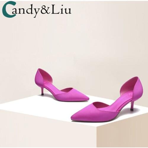 High Heels Womens Stilettos 2021 New Satin Rose Wedding Shoes Bridesmaid Shoes Bride Shoes Pointed In The Single Shoes Women