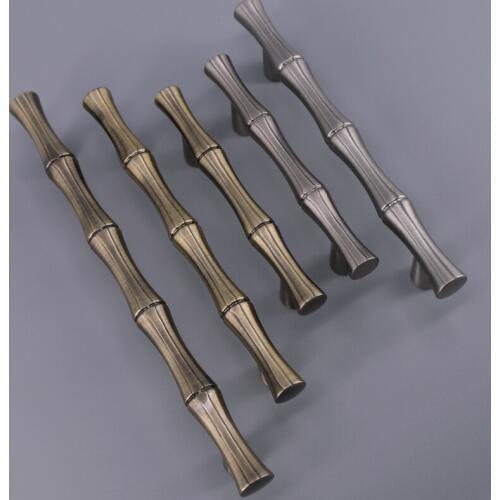 1PC vintage Creative bamboo handles brushed antique brass dresser kitchen cabinet drawer pulls knobs CC64mm 96mm 128mm