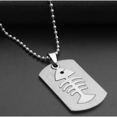 10 stainless steel double layer fish bone charm necklace detachable fish bone necklace sea bottom animal bone necklace jewelry