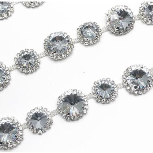 10Yards Crystal Rhinestone Trim Round Glass For Shoulder Necklace Bridal Wedding Garter Decoration
