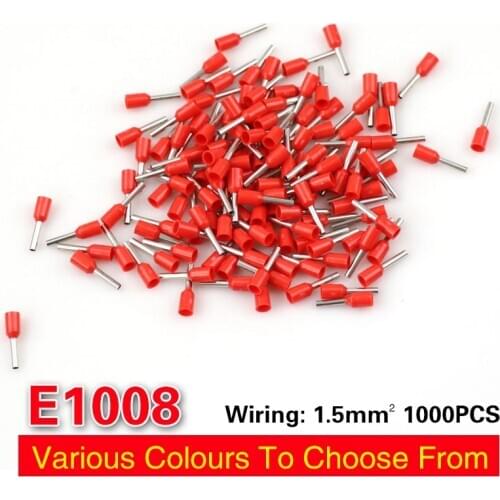 1000PCS E1008 Wire Connector Terminator Crimp Connector Conector Eletrico Terminais Tubular Terminale Cable Terminales Set