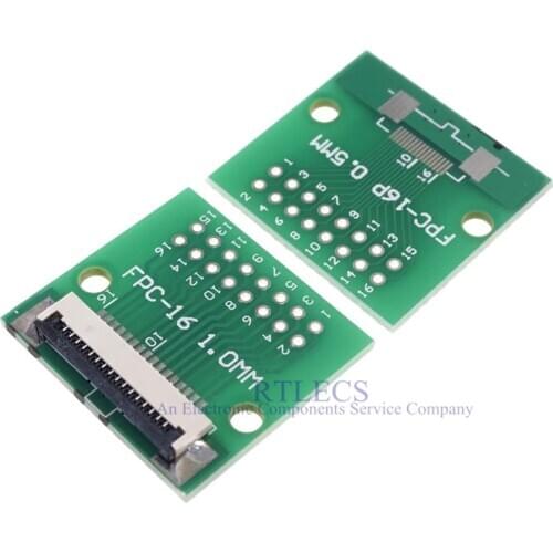 2pcs DIY FPC FFC 16 PIN 1.00 mm pitch Connector SMT Adapter to 2.54 mm Space 1.00 inch pitch through hole DIP PCB adapter solder