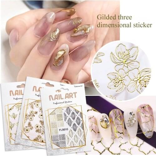 MEET ACROSS 3D Nail Stickers Straight Curved Liners Stripe Tape Wraps Geometric Nail Art Decorations