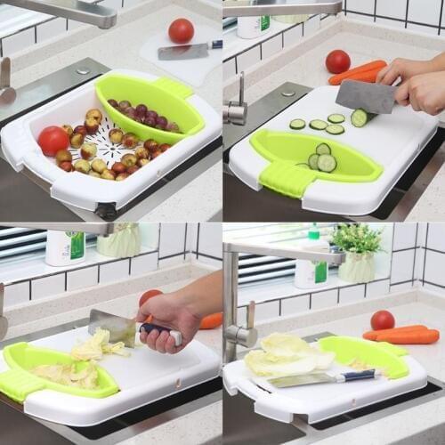 4 in 1 Multi Function Folding Telescopic Vegetable Cutting Board Kitchen Food Chopping Block Kitchen Accessories