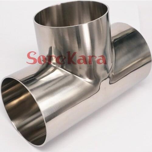 89mm O/D 304 Stainless Steel Sanitary Weld Tee Connector Pipe Fitting